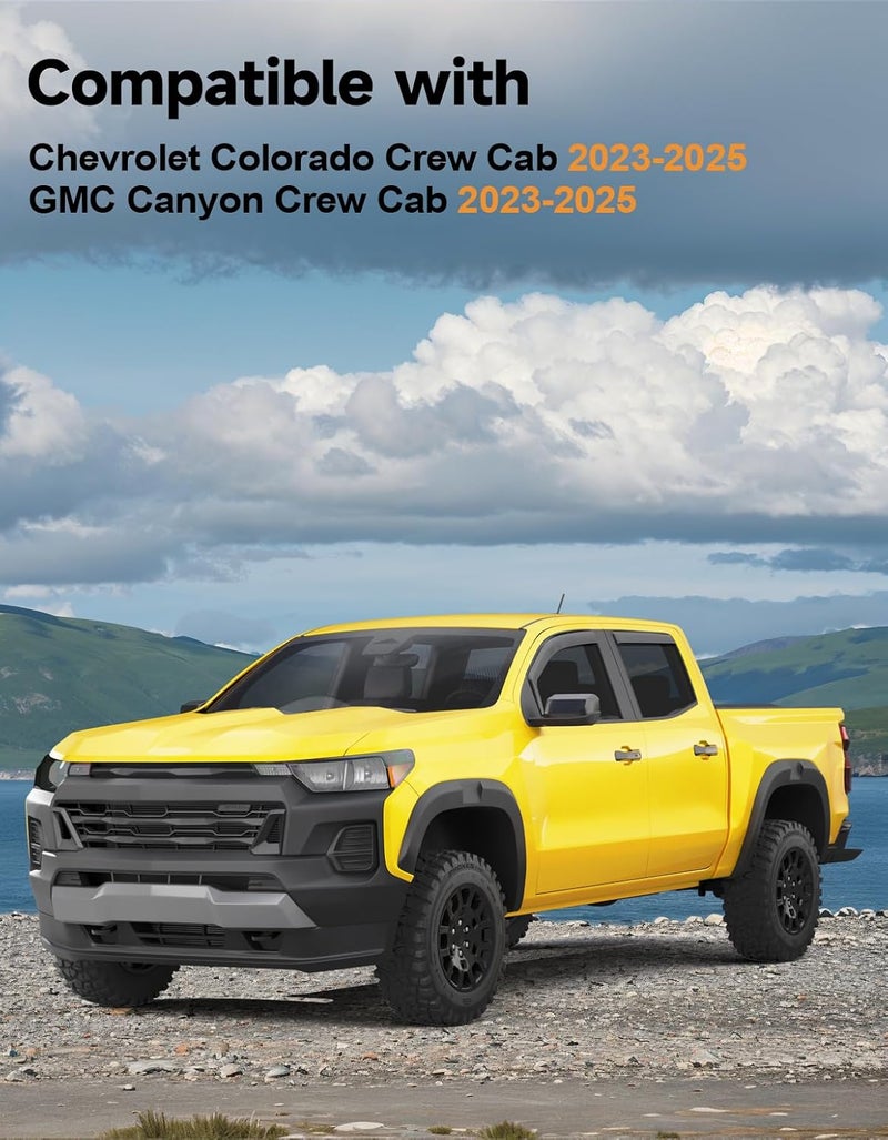 Deejecsun in-Channel Window Rain Guards Fit for Truck Chevy Colorado/GMC Canyon Crew Cab 2023 2024 2025 2026 Rain Guards Extra Durable Window Deflectors Visors Vent Visors Shades Car Accessories - Image 2